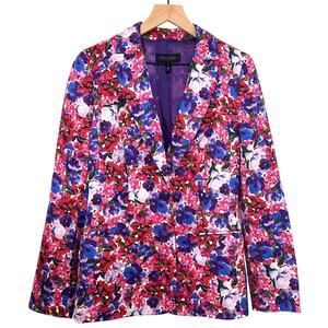$498 ESCADA Floral Pink Blue Purple Blazer Designer Jacket – Size 40